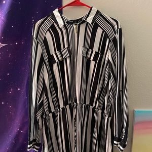 Black and white striped dress